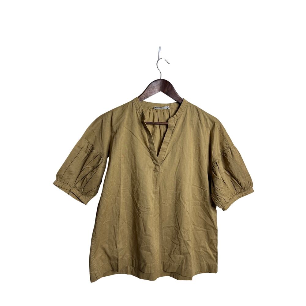 Everlane Split Neck Puff Sleeve Air Shirt Popover Blouse M Relaxed